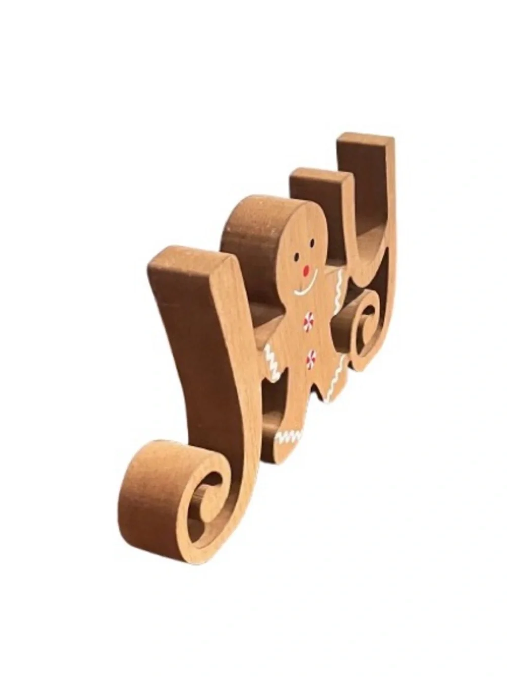🆕- Christmas Wooden Gingerbread 'Joy' Holiday Accent